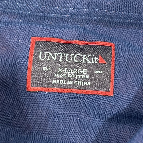 UNTUCKit Men Blue Quagliano Red Long Sleeve‎ Cotton Button Up Shirt Size XL - Picture 7 of 11